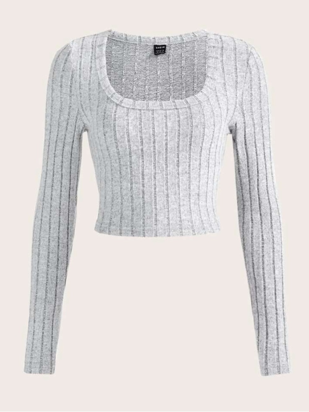 SHEIN Light Heather Gray Ribbed Knit Top